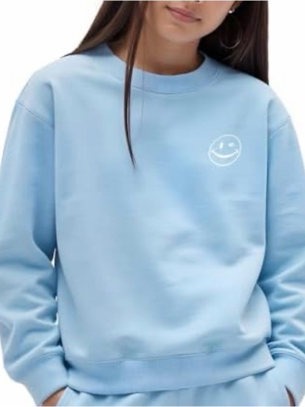 Joe Boxer Light Blue Crewneck Sweatshirt with White Smiley